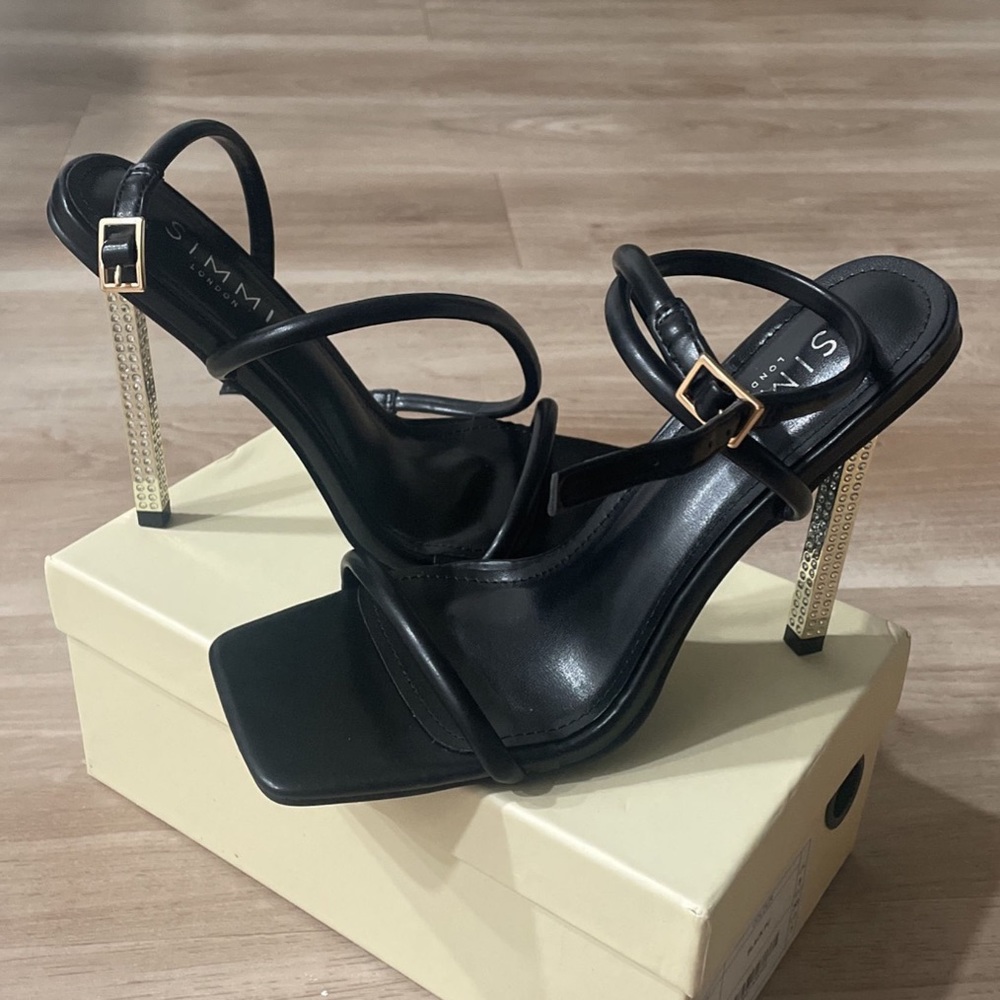 SIMMI London black gold studded heels